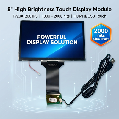 کیت صفحه نمایش LCD 8 اینچ 1920x1200 FHD با هیئت مدیره HDMI 2000cd / m2 روشنایی بالا پنل لمسی ظرفیت پلگ و پلی